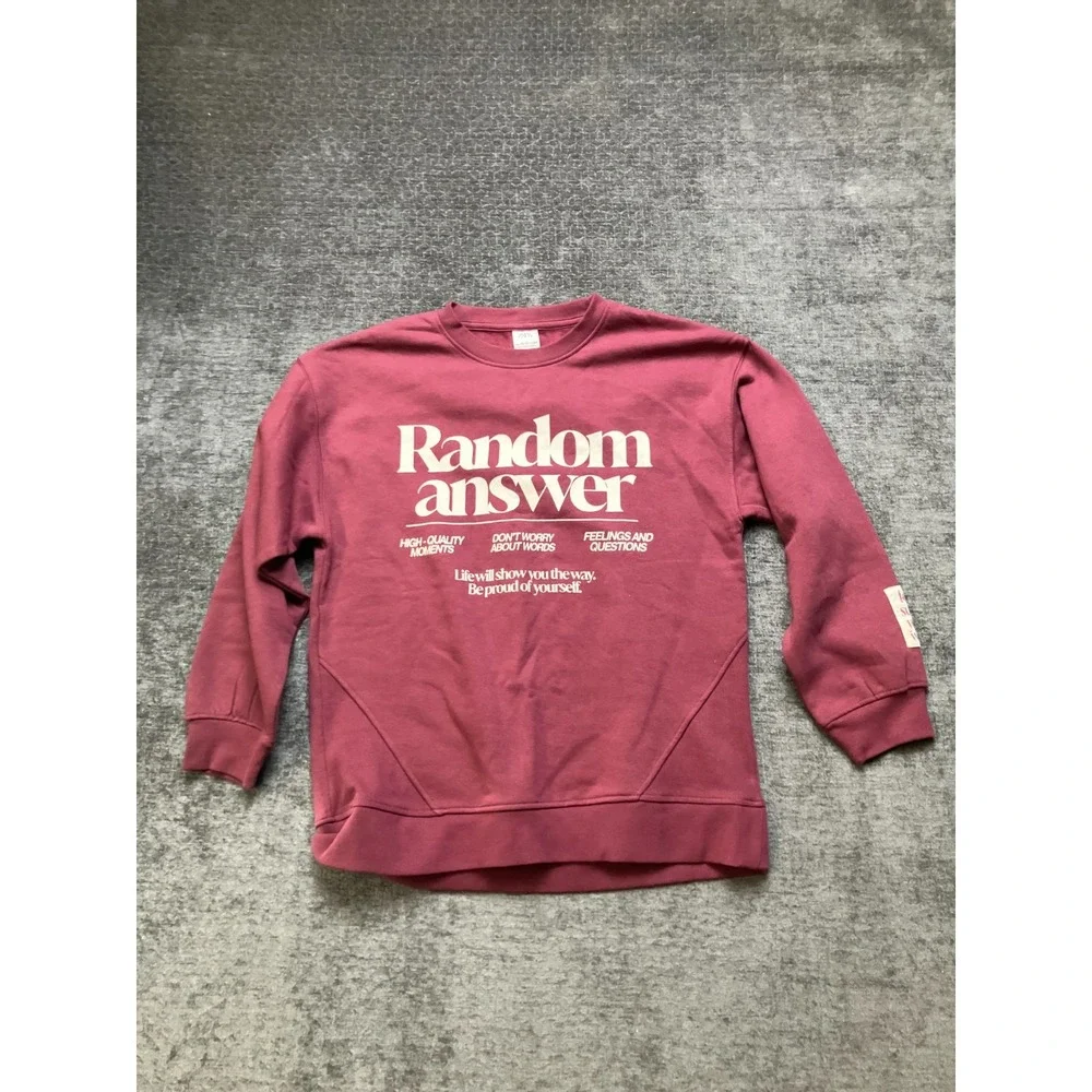Zara 2-Piece Track Set Girls 13-14Y Burgundy Spellout Random Answer Fleece Lined